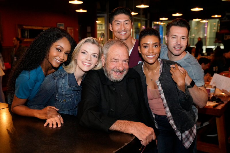 Yaya DaCosta, Kara Killmer, Dick Wolf, Brian Tee, Annie Ilonzeh, and Jon Seda